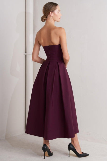 Opera Wine Woven Midi Dress