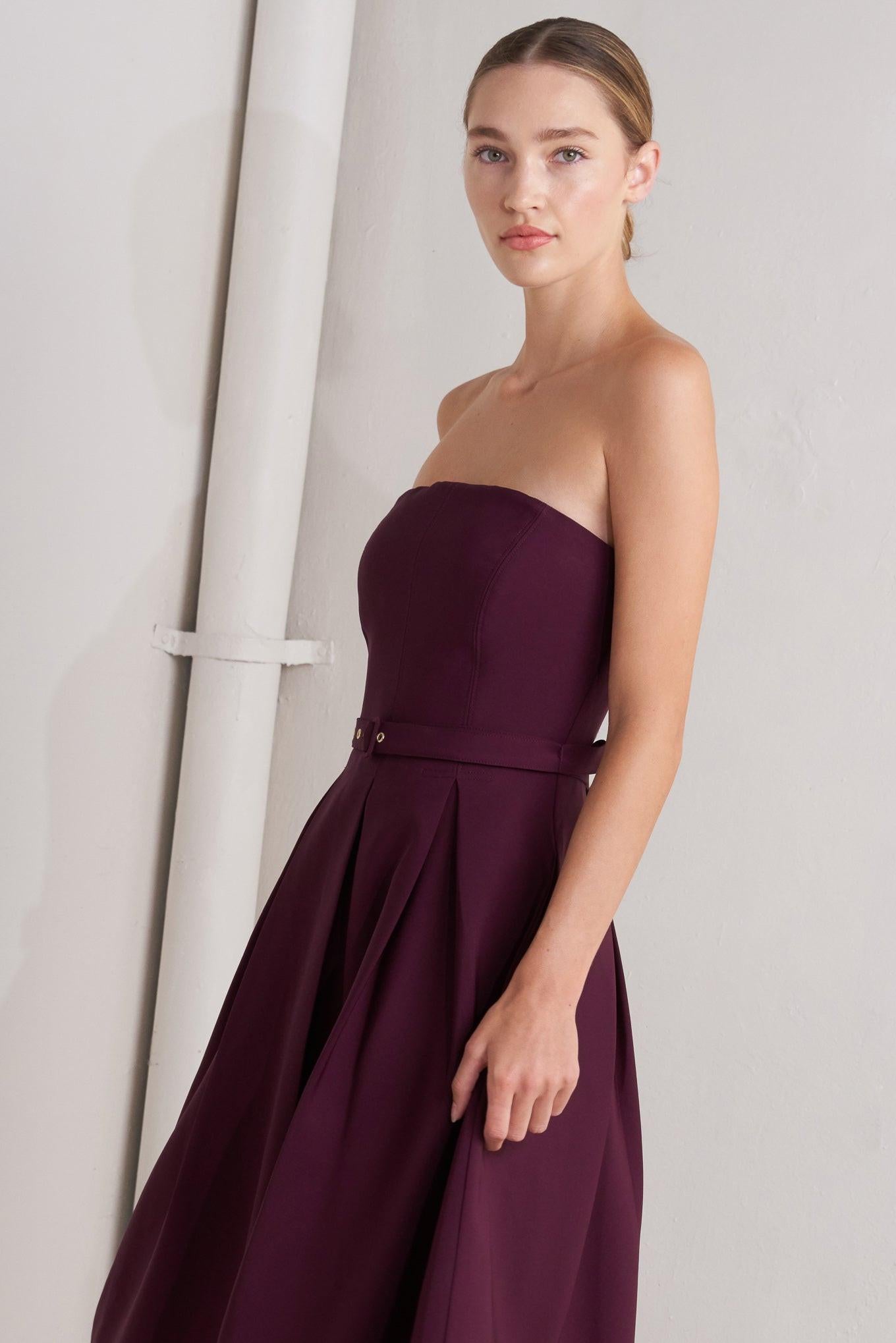 Opera Wine Woven Midi Dress