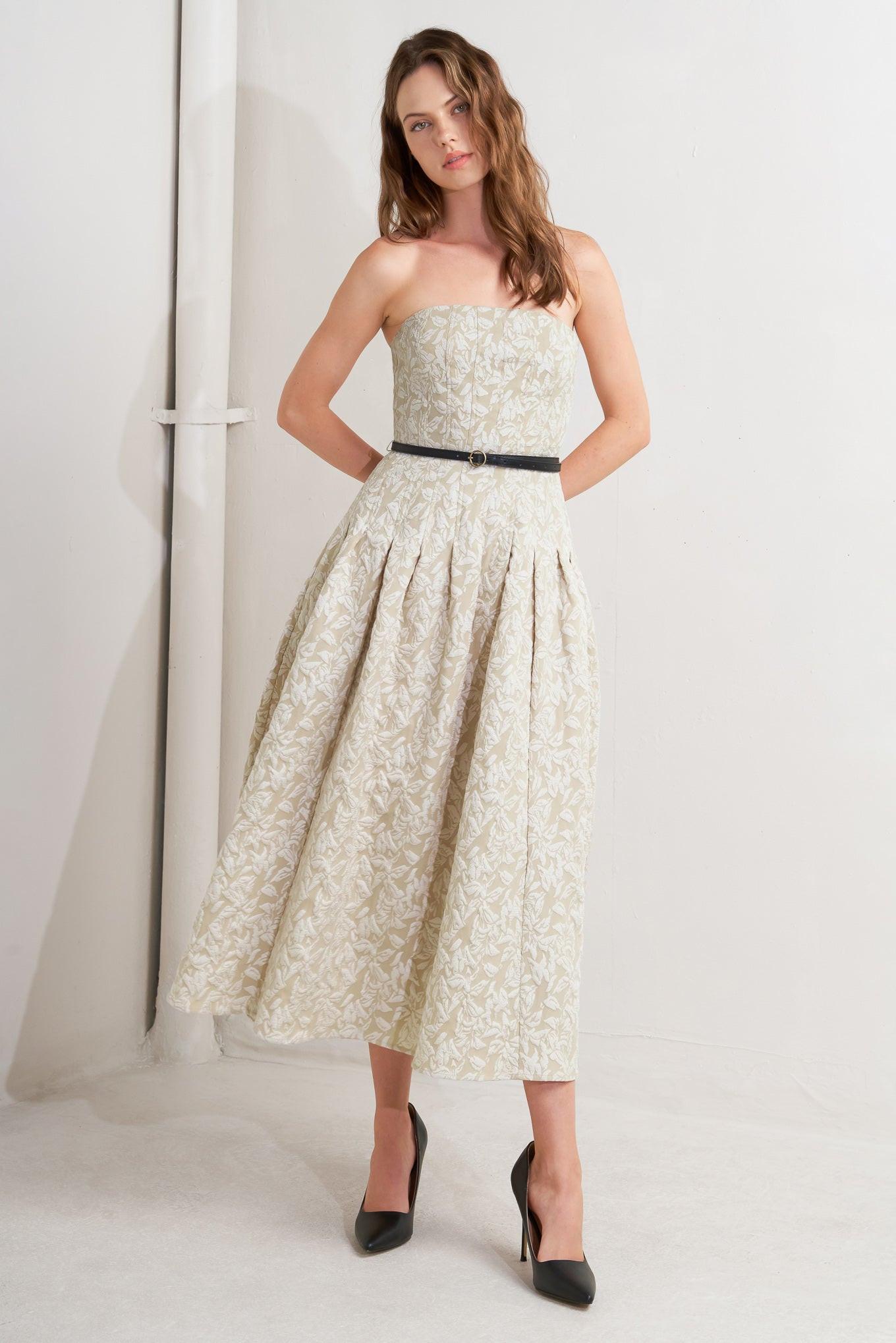 Whisper Leaf Woven Midi Dress