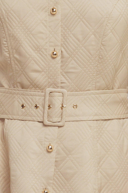 Neutral Chic Woven Midi Dress