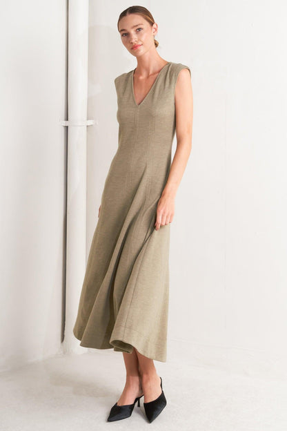 Sophisticated Simplicity Woven Knit Midi Dress