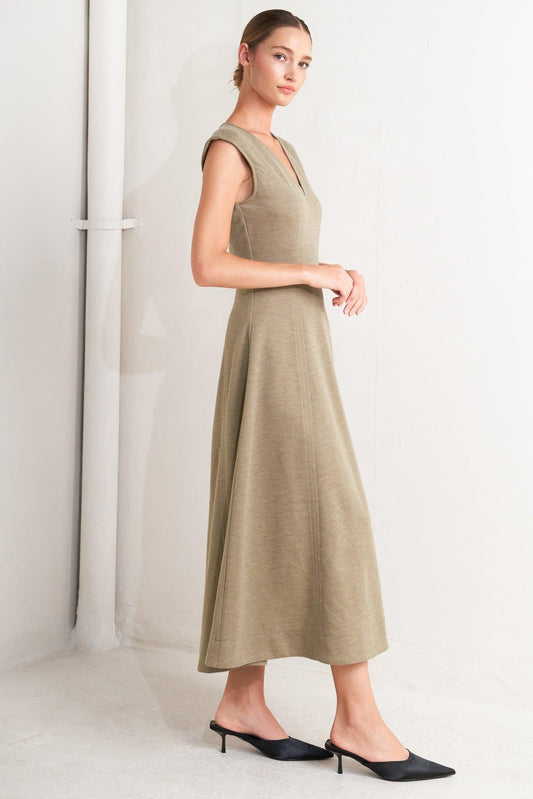 Sophisticated Simplicity Woven Knit Midi Dress