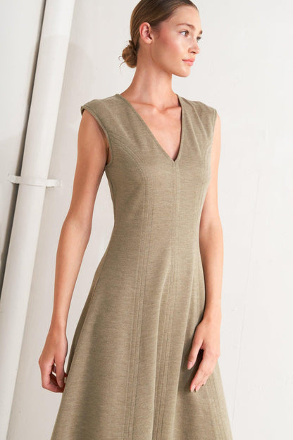 Sophisticated Simplicity Woven Knit Midi Dress