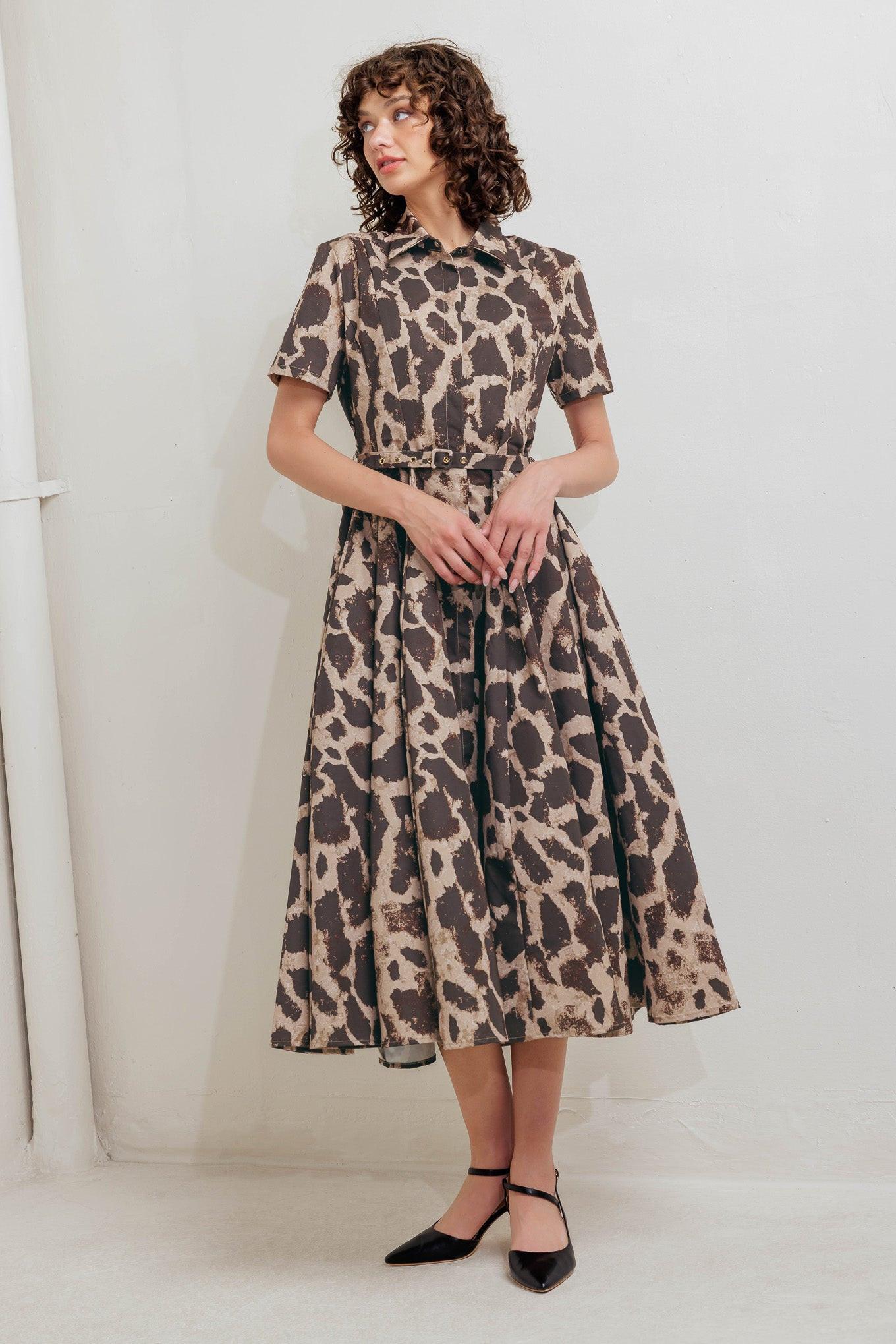 Tame Giraffe Woven Midi Dress