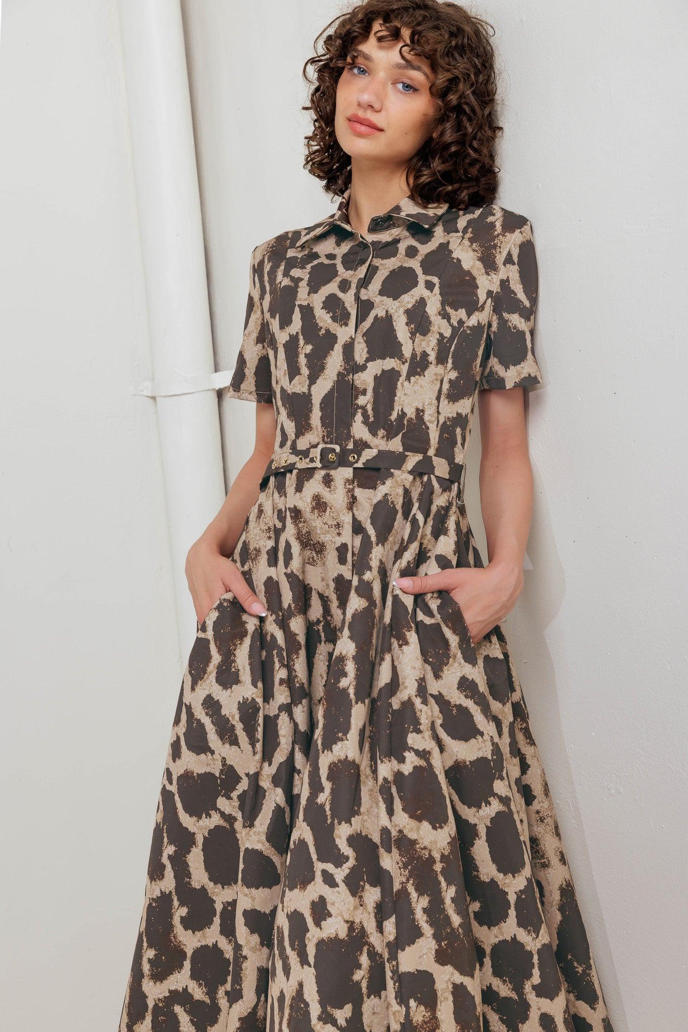Tame Giraffe Woven Midi Dress