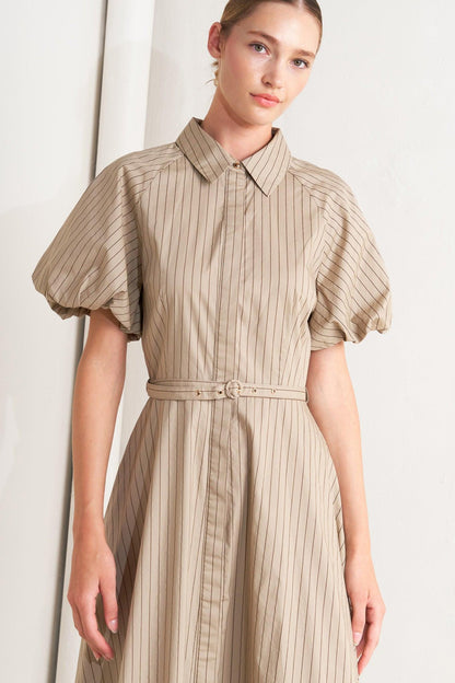 Classic Neutral Woven Midi Dress