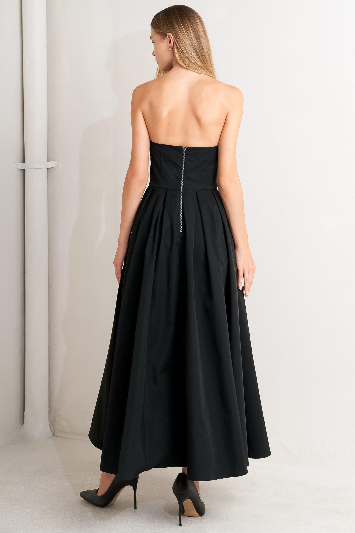 Gala Noir Woven Midi Dress
