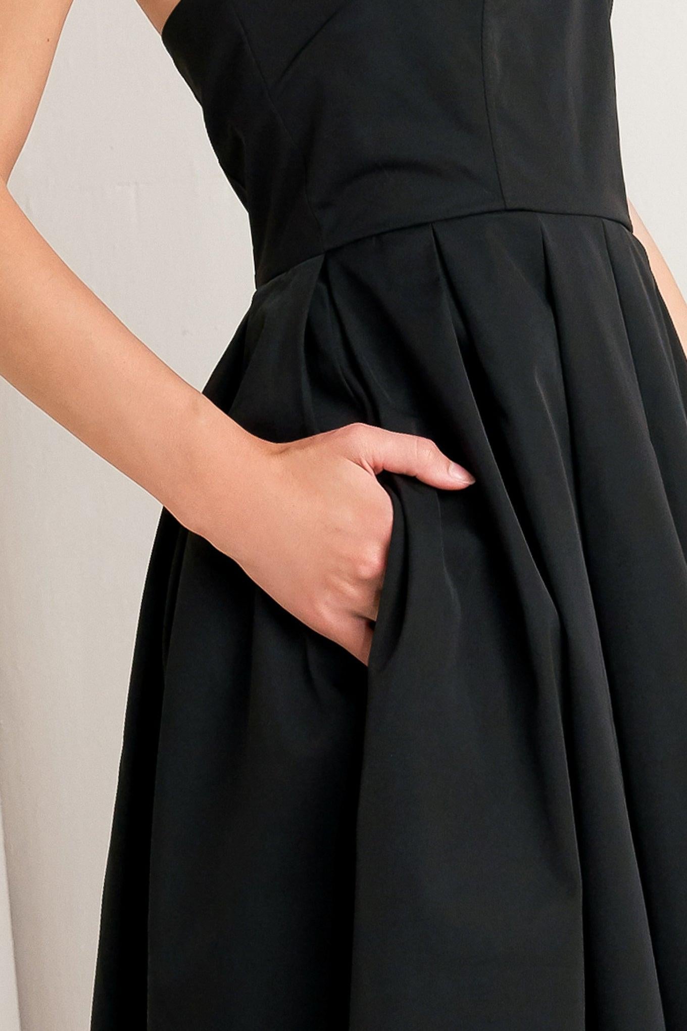 Gala Noir Woven Midi Dress