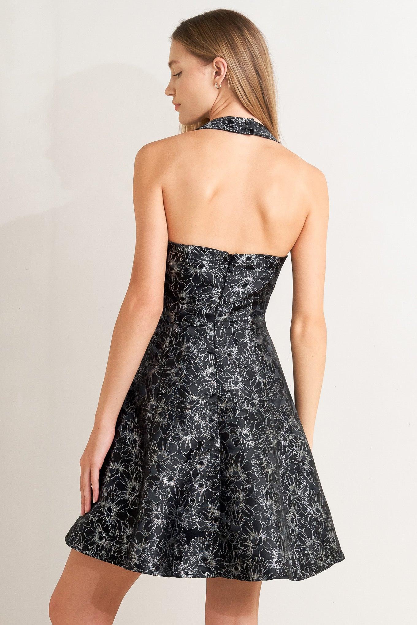 Mystic Hour Woven Jacquard Mini Dress
