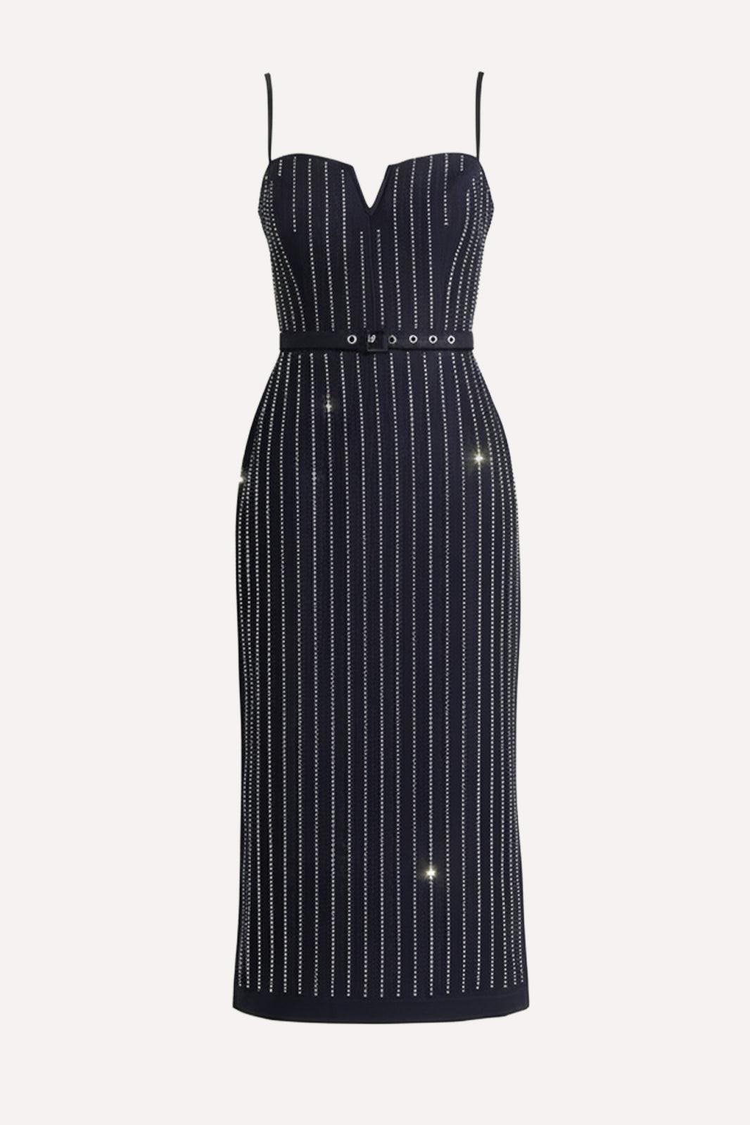 Vertical Grace Woven Midi Dress