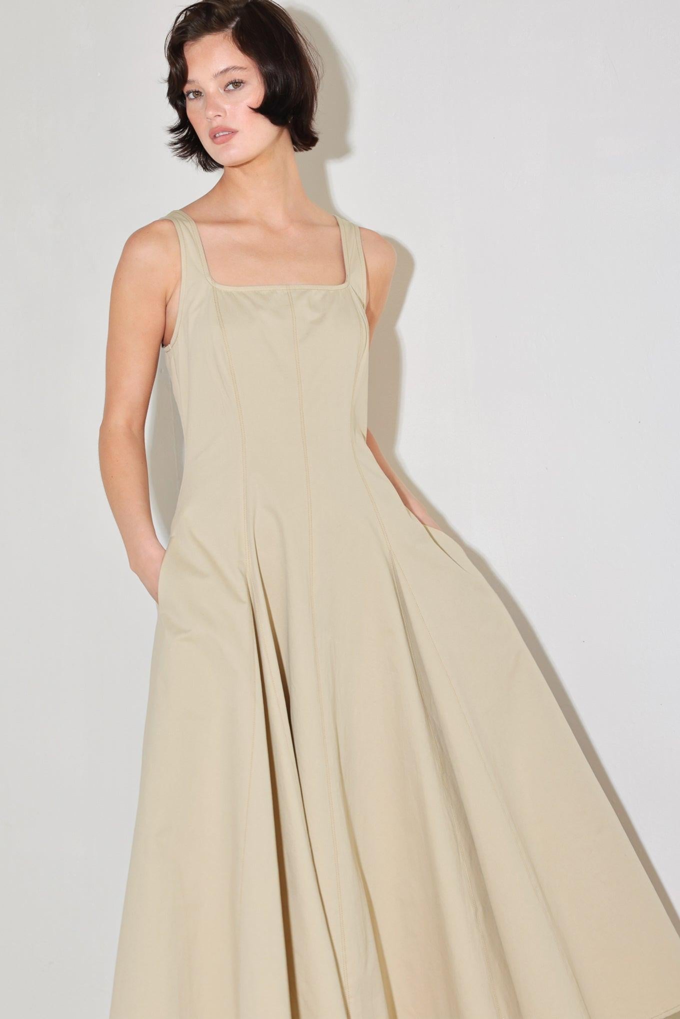 Sandstone Serenade Woven Midi Dress