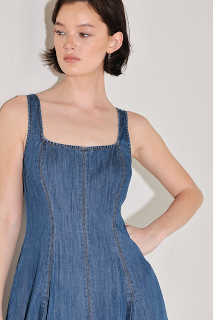 Indigo Sway Denim Midi Dress