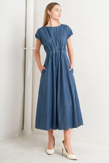 Modern Work Denim Midi Dress