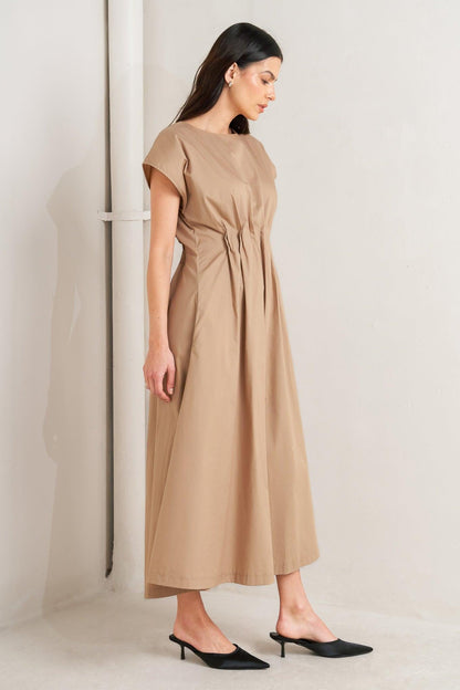 Nova Sand Woven Midi Dress