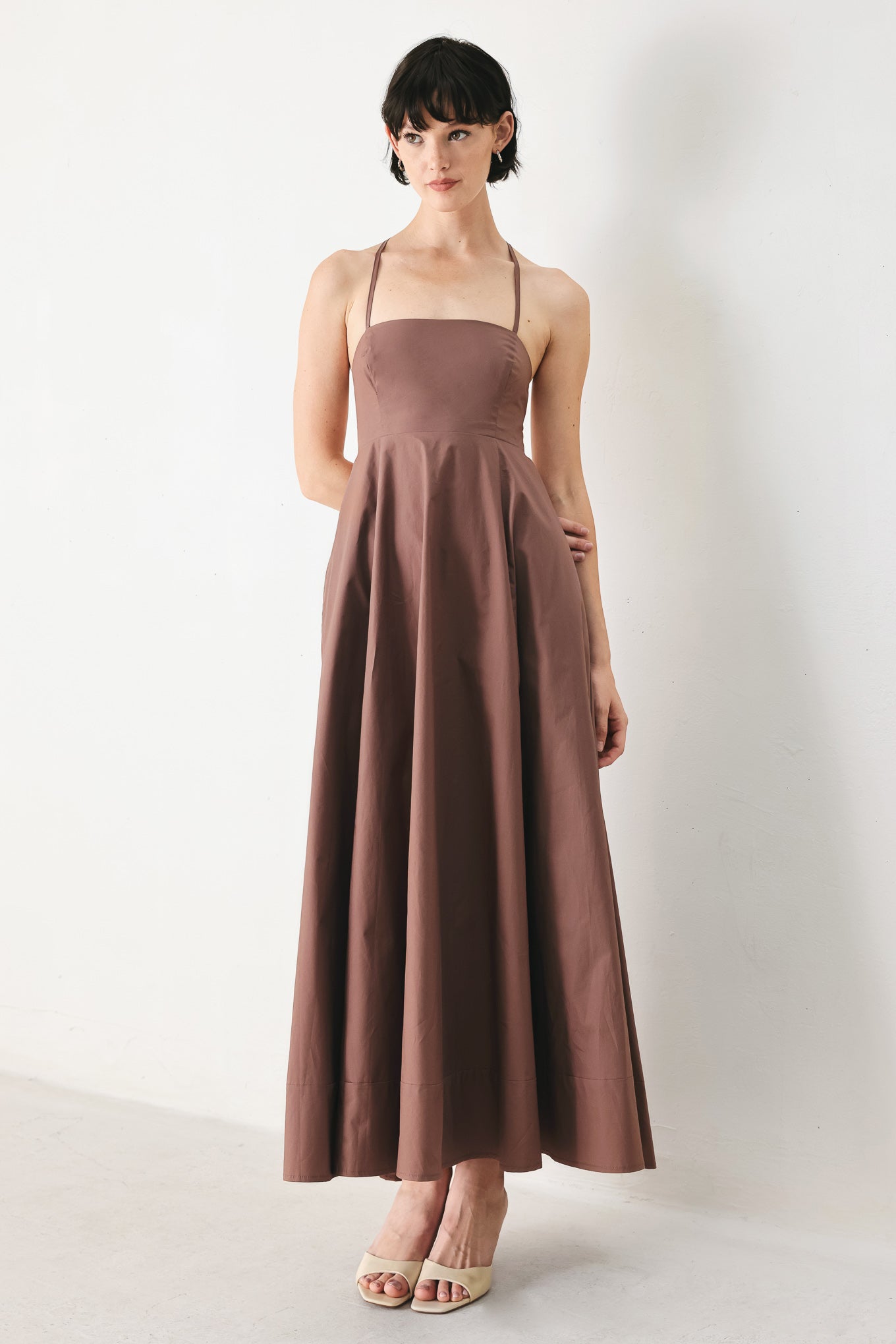 Pure Line Woven Midi Dress COCOA / L Pure Line Woven Midi Dress COCOA / L