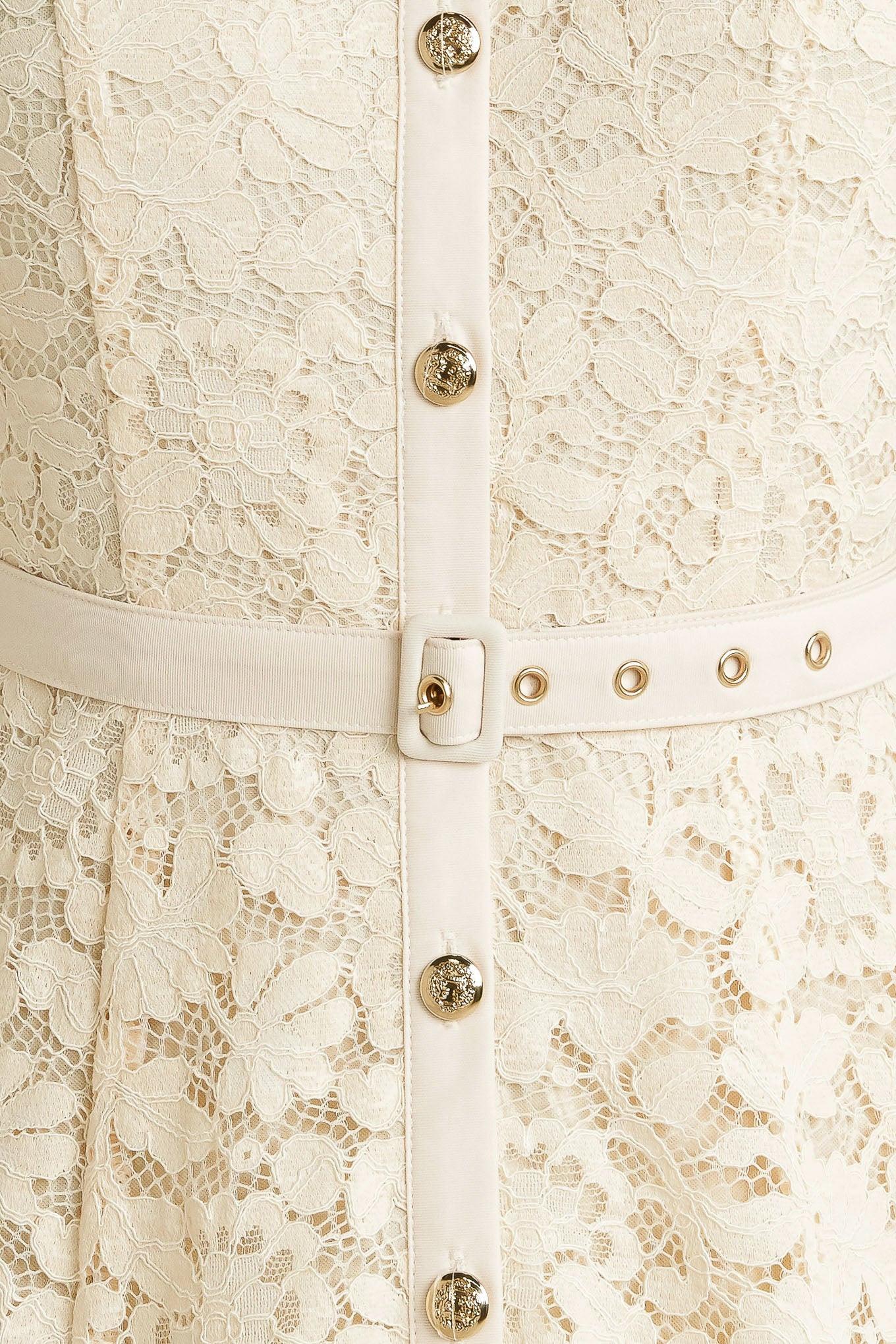 zulily lace dresses Purely Romantic Woven Lace Midi Dress CREAM / M