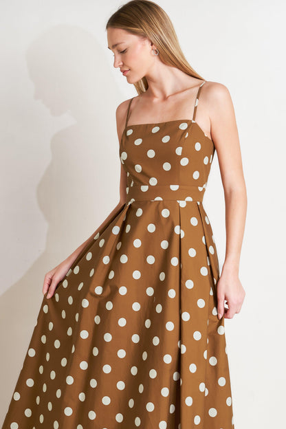Espresso Dot Dream Woven Midi Dress