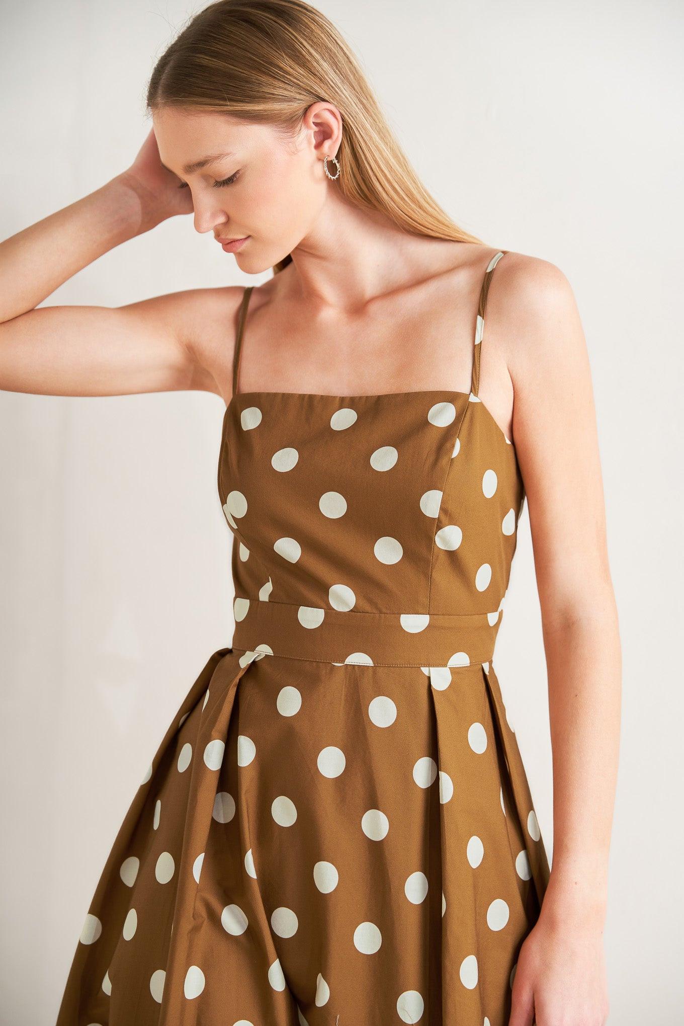 Espresso Dot Dream Woven Midi Dress