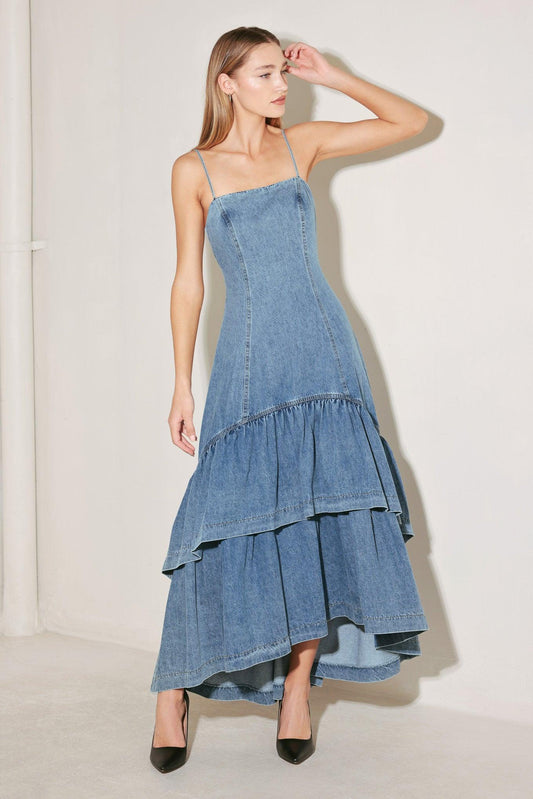 Runway Rebel Denim Midi Dress