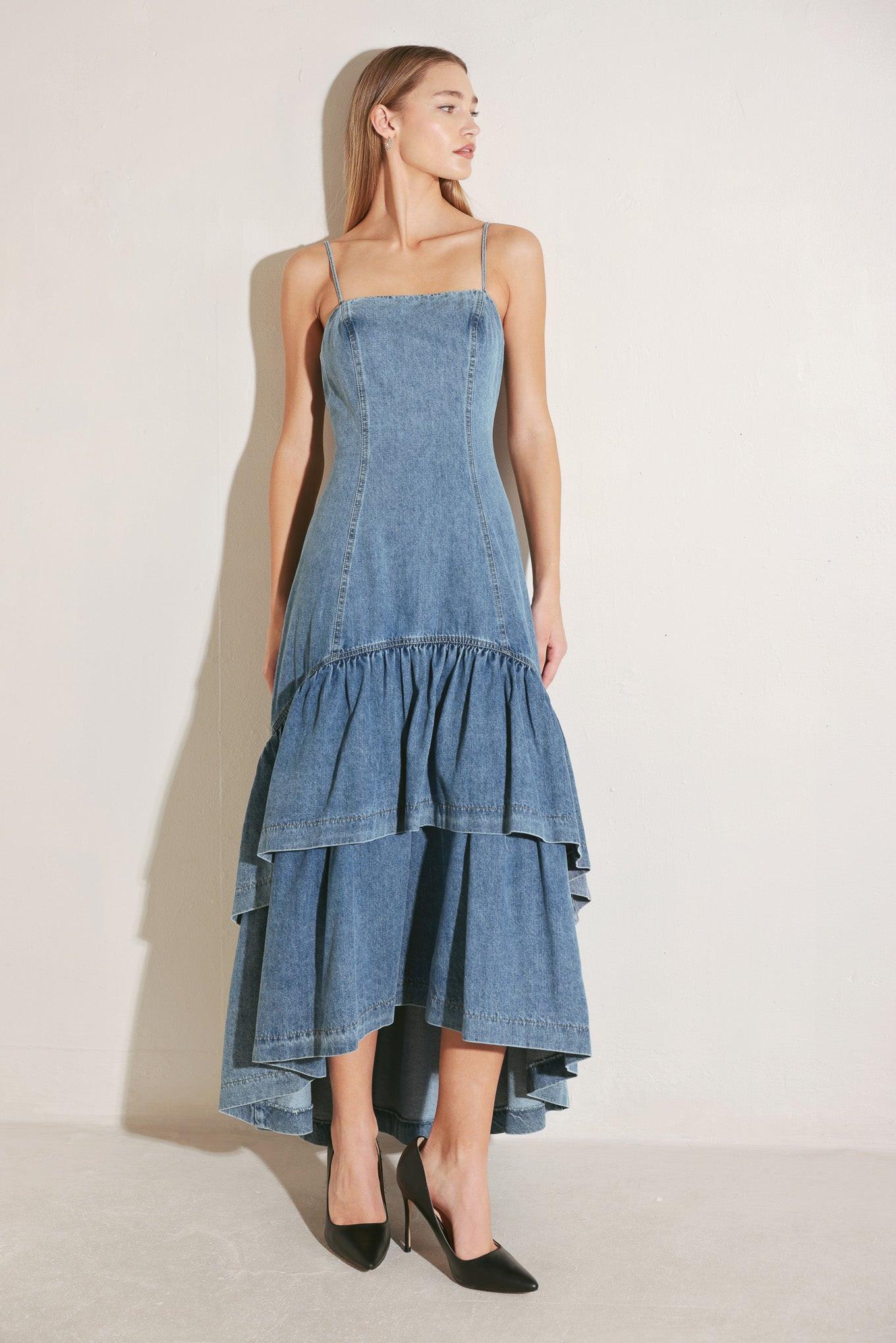 Runway Rebel Denim Midi Dress