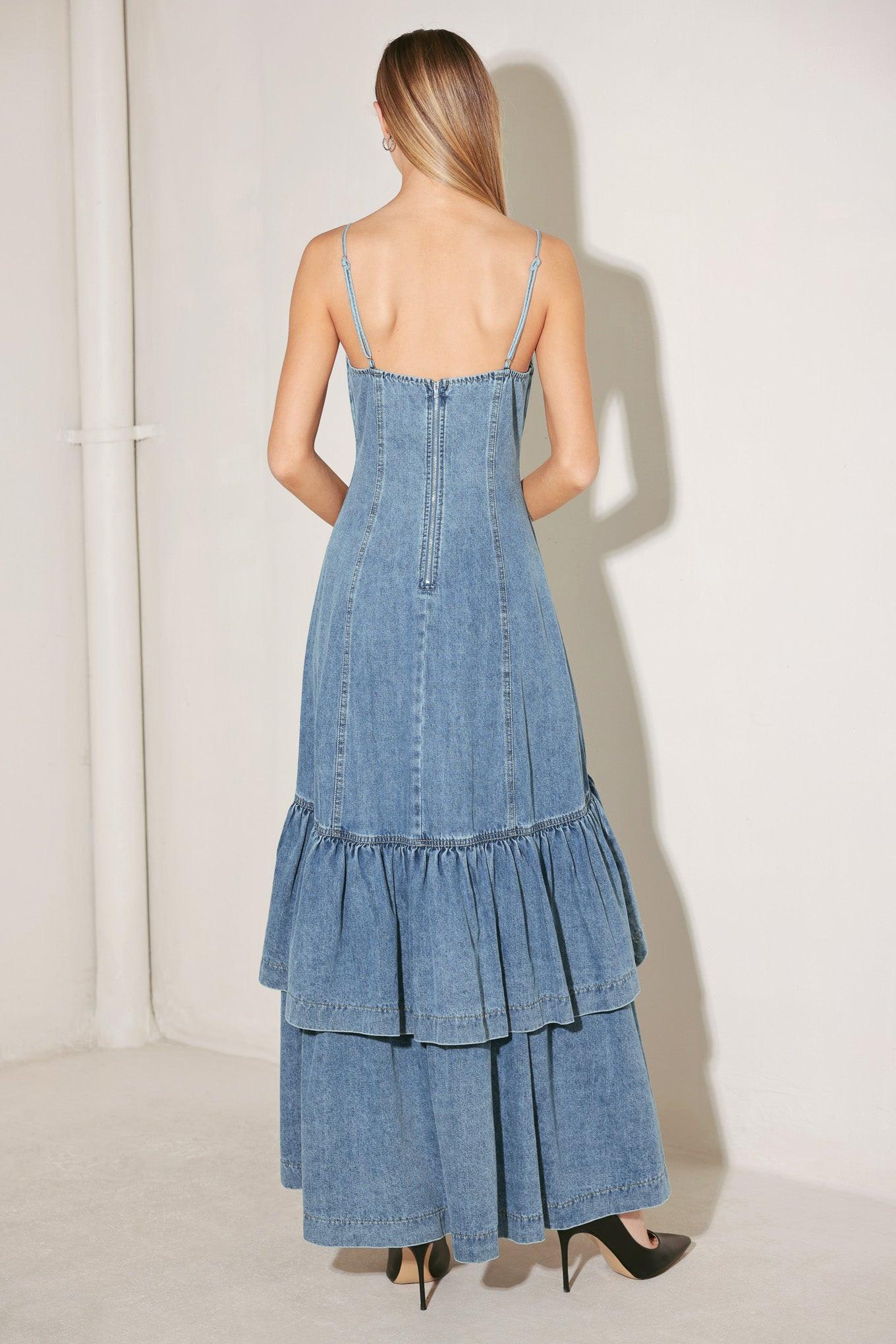 Runway Rebel Denim Midi Dress