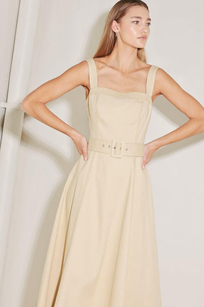 Elevated Neutral Woven Midi Dress