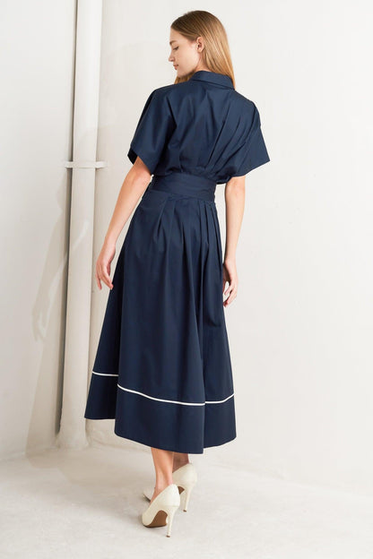 Catch You Later Navy Woven Midi Dress