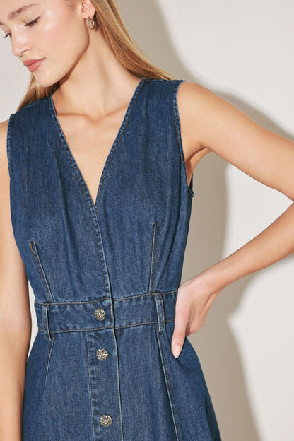 Paris in  Denim Midi Dress
