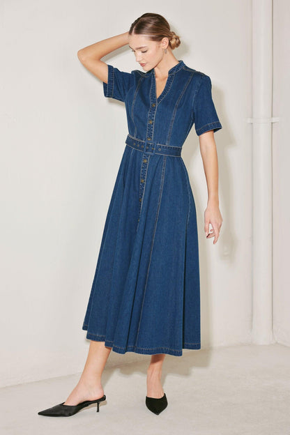 Saturn Street Denim Midi Dress