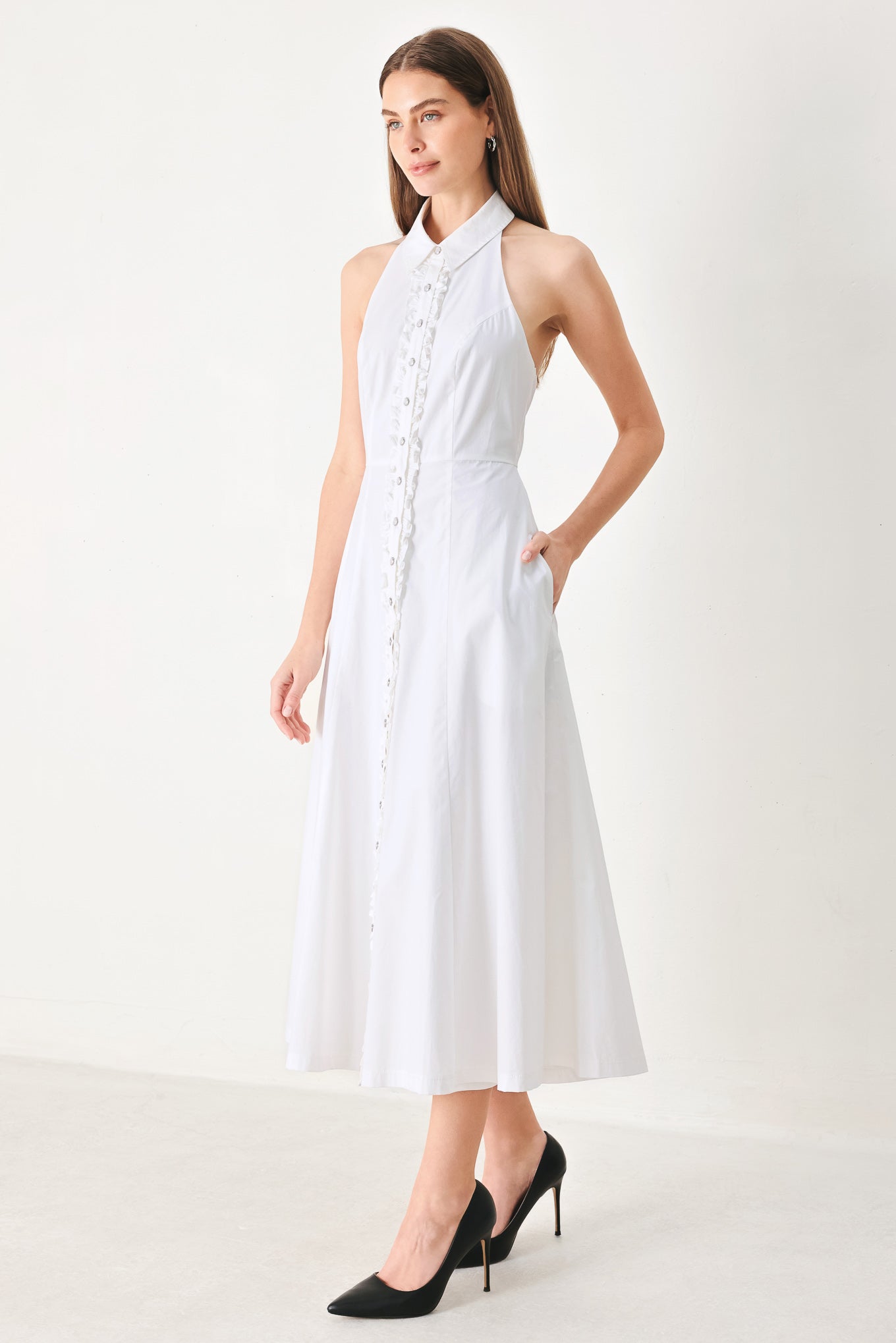 Angel Charm Woven Midi Dress