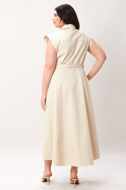 Neutral Command Woven Shirt Dress