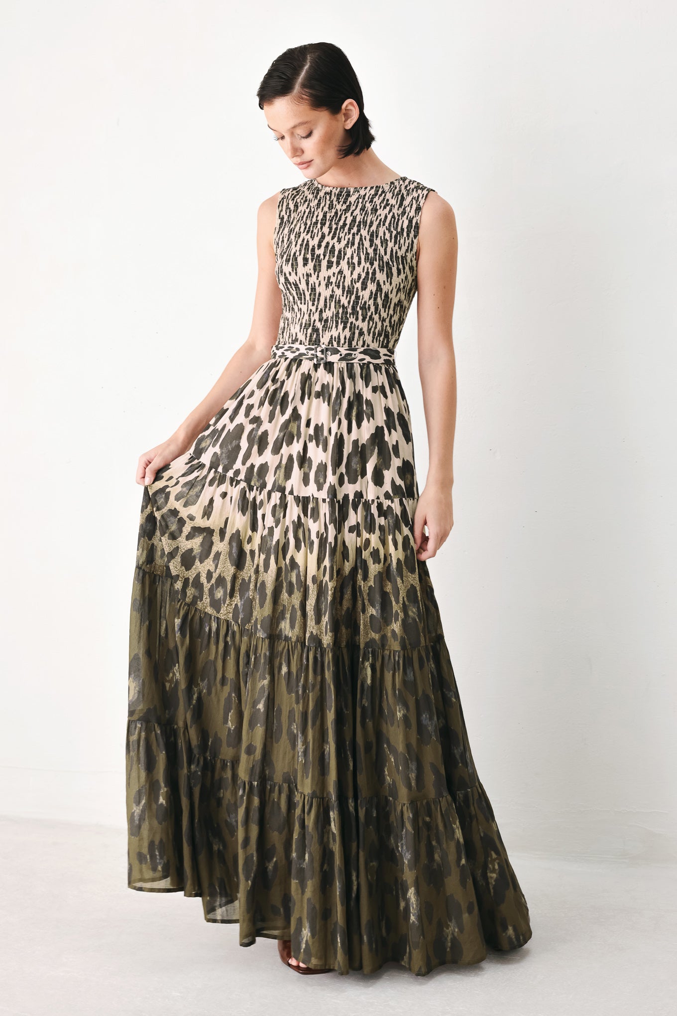 Golden Safari Rhapsody Woven Maxi Dress