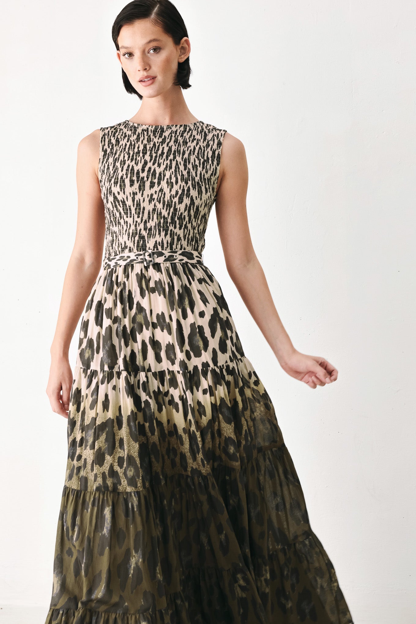 Golden Safari Rhapsody Woven Maxi Dress