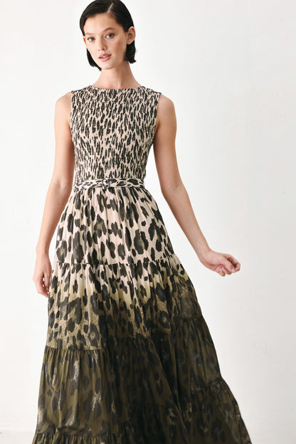 Golden Safari Rhapsody Woven Maxi Dress