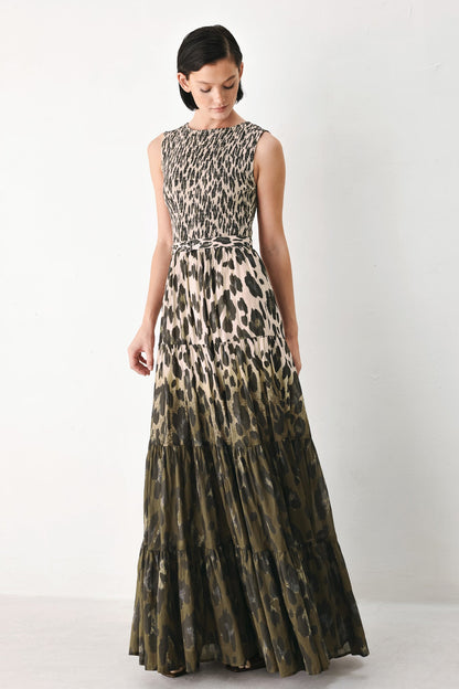 Golden Safari Rhapsody Woven Maxi Dress