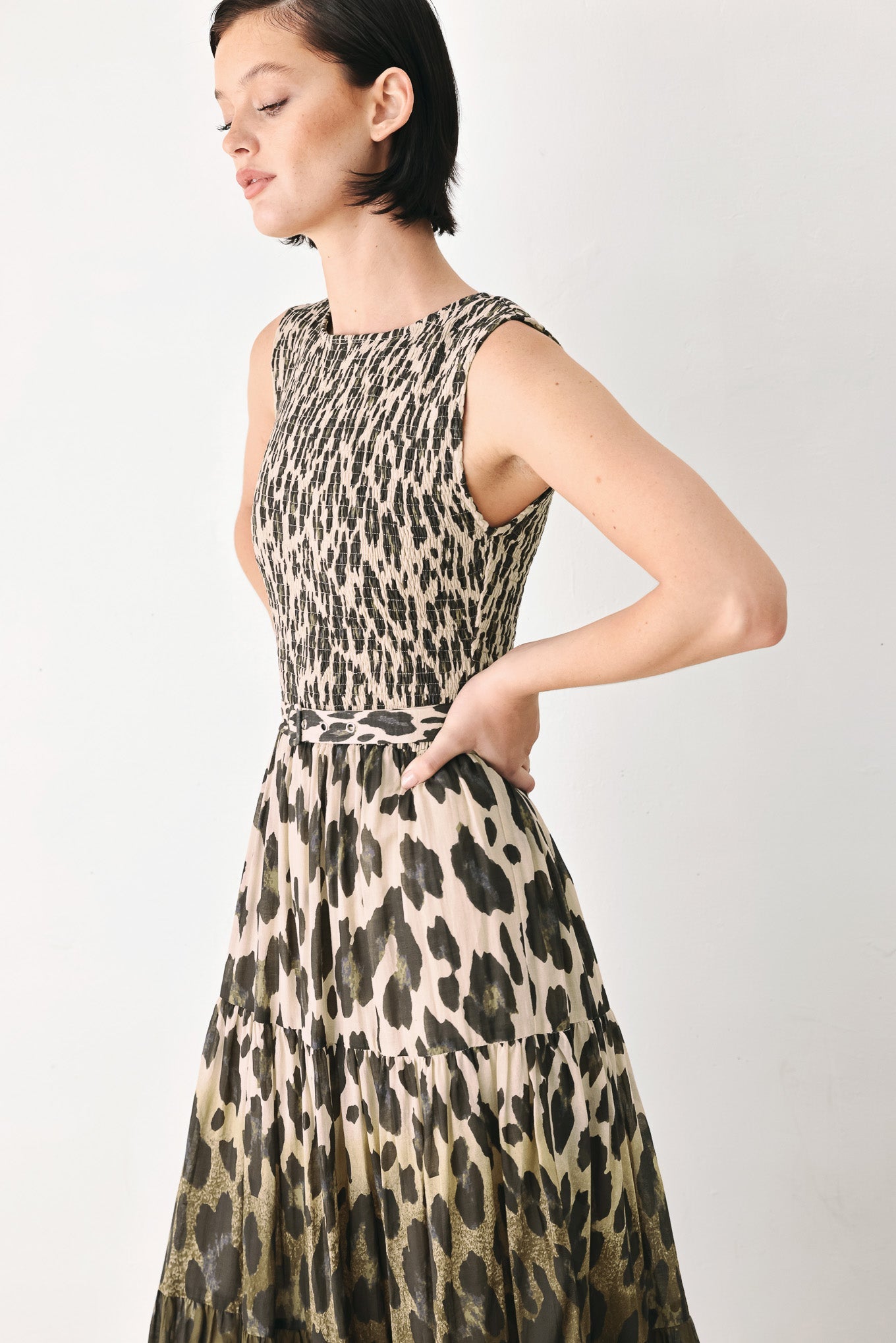 Golden Safari Rhapsody Woven Maxi Dress
