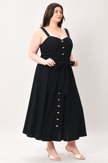 Lovely Noir Woven Midi Dress