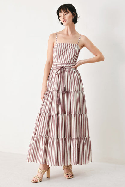 Rosy Breeze Woven Ankle Dress