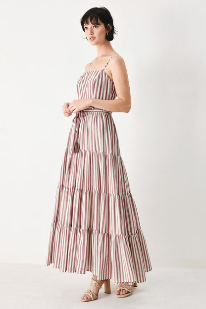 Rosy Breeze Woven Ankle Dress