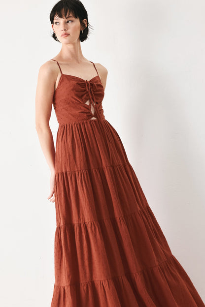 Terracotta Sunset Woven Maxi Dress