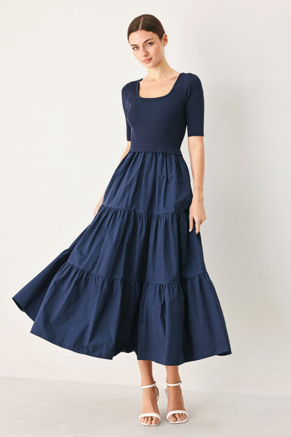 Elegant Era Sweater Knit Midi Dress