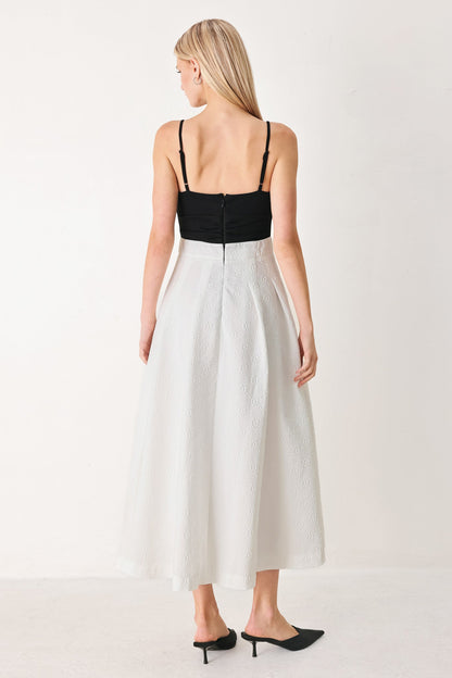 Modern Contrast Midi Dress