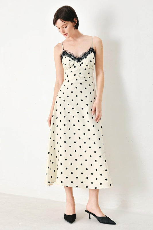 Dotty Sweetheart Woven Midi Dress