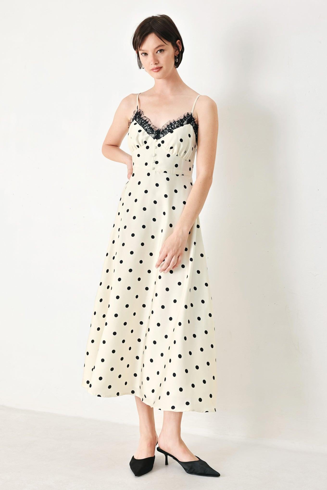 Dotty Sweetheart Woven Midi Dress