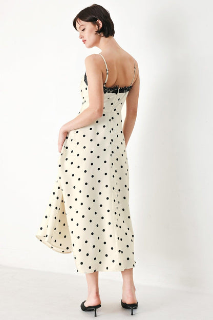Dotty Sweetheart Woven Midi Dress