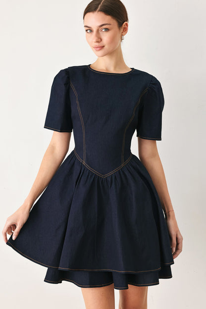 Sweet Indigo Denim Mini Dress