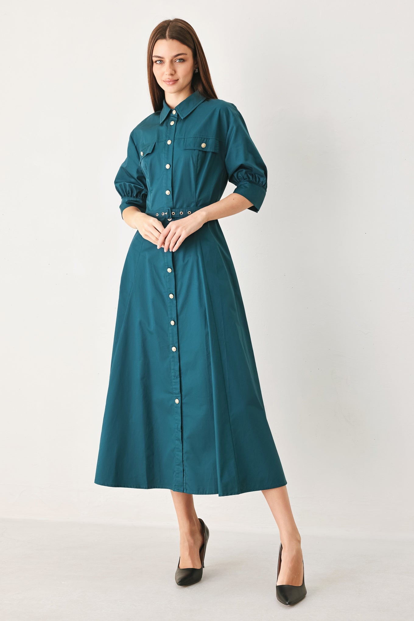 Everyday Tailored Woven Midi Dress