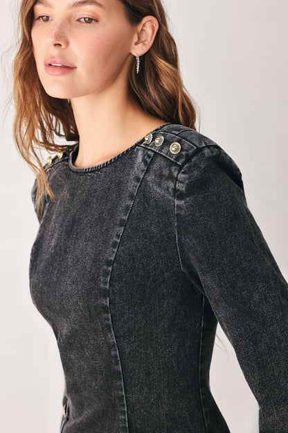 Onyx Acid-wash Denim Mini Dress