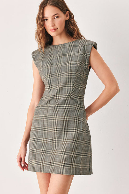 Academy Chic Woven Plaid Mini Dress