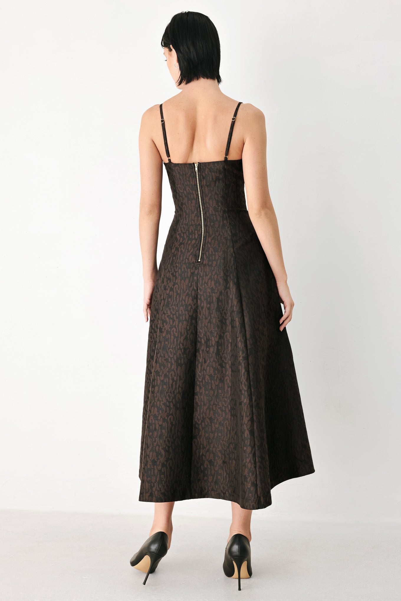 Buttoned in Chocolate Sweetheart Midi Dress